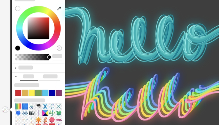 the word 'hello' shown in colorful strokes