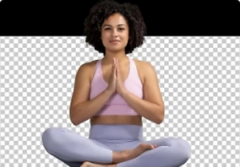 An image of a person doing yoga with a transparent background.