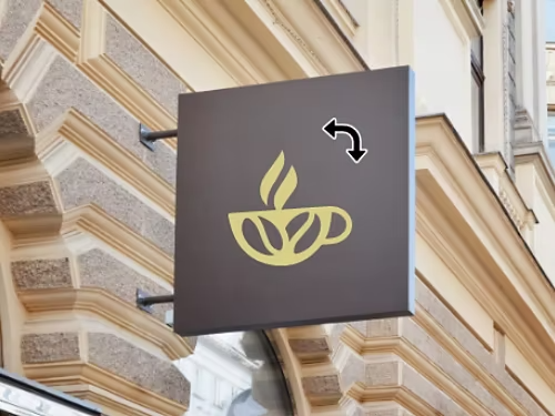 An Adobe stock image of storefront signage with a cafe logo on it.