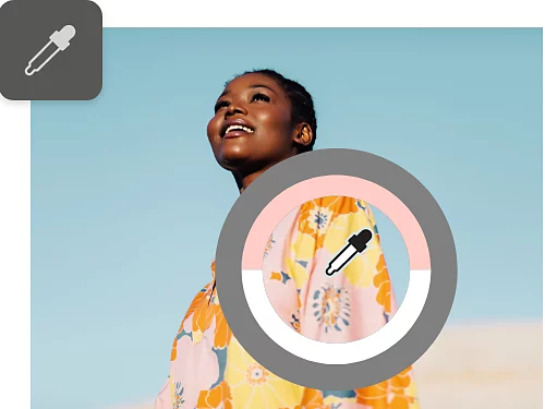 An example of the Eyedropper tool being used on a photo of a person wearing a colorful shirt.