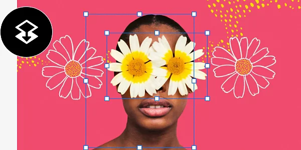An image of a person with flowers edited over their eyes.