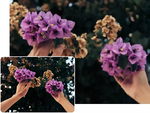 A photo of two hands holding flowers.