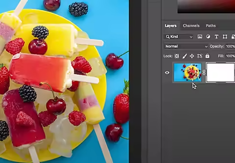 An image of popsicles being edited in Photoshop.