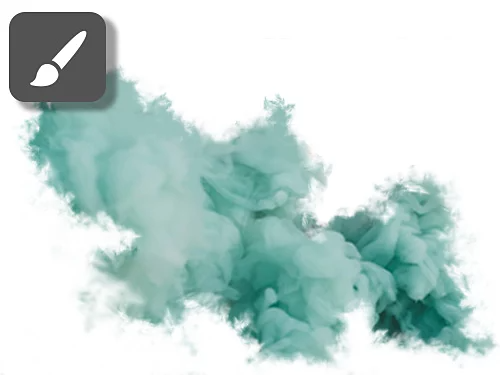 Stylized image of blue-green smoke as created by the Photoshop smoke brush.