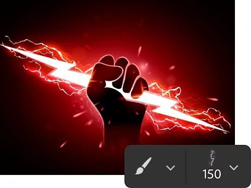 A cartoon image of a hand holding a lightning bolt.