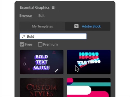 https://www.adobe.com/creativecloud/media_1f20b20d91a073c49b4b913246ac9a583a7b25a3d.mp4#_autoplay1#_hoverplay | Adobe Premiere Pro’s motion graphic template library.