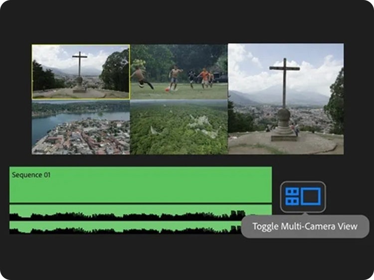 Multiple images being edited on a green screen by a video editor.