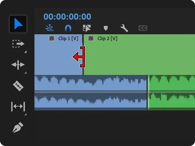 Video editor fine-tuning audio track with frame accuracy.