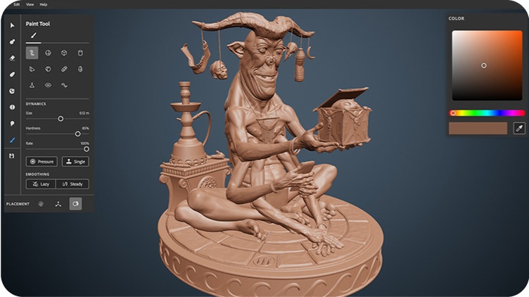 Digital 3D tools to create organic sculpting.