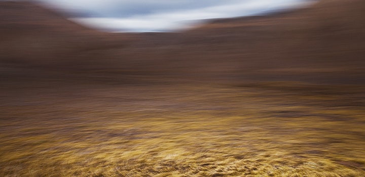 Panning photography photo of blurry landscape.