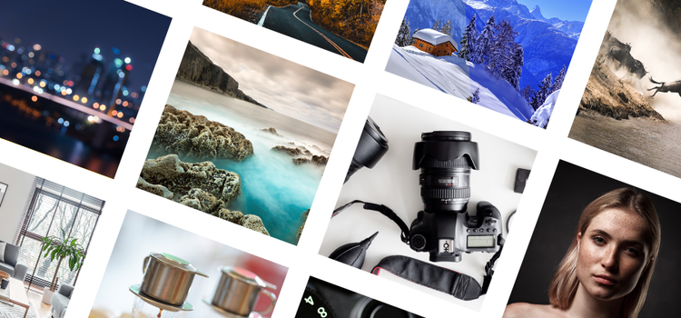 A collage of various photos relating to different photography terms