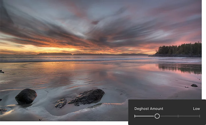 A shoreline at sunrise