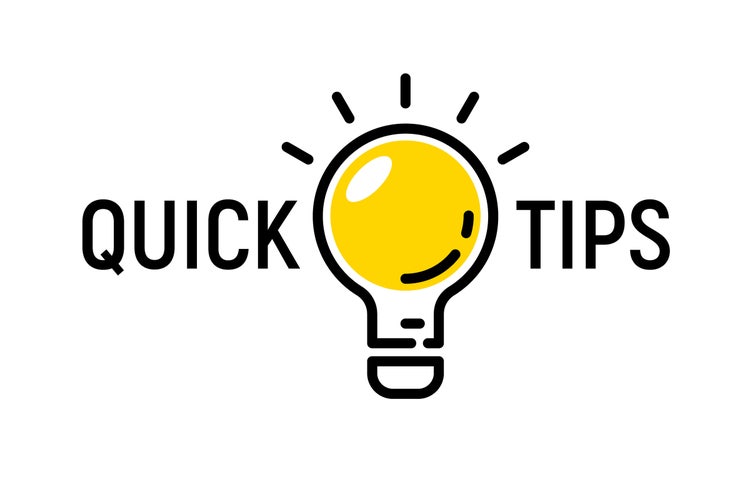 Illustration of a light bulb with the words "quick tips".