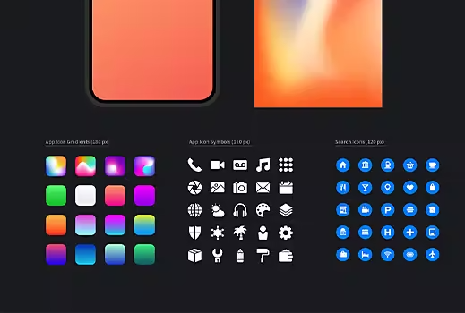 Collage of various icon design templates for Adobe Illustrator