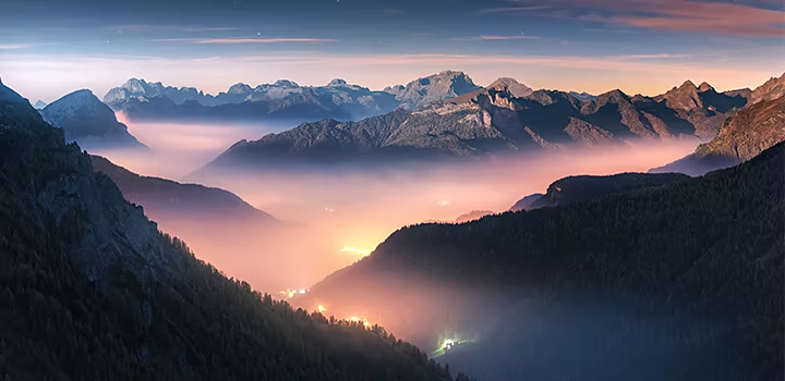 Wide shot camera angle of a mountain range.