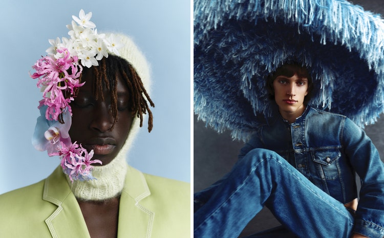 Fashion photography of a model with floral head accessories | Fashion photography of a model showing shooting indoors with low light