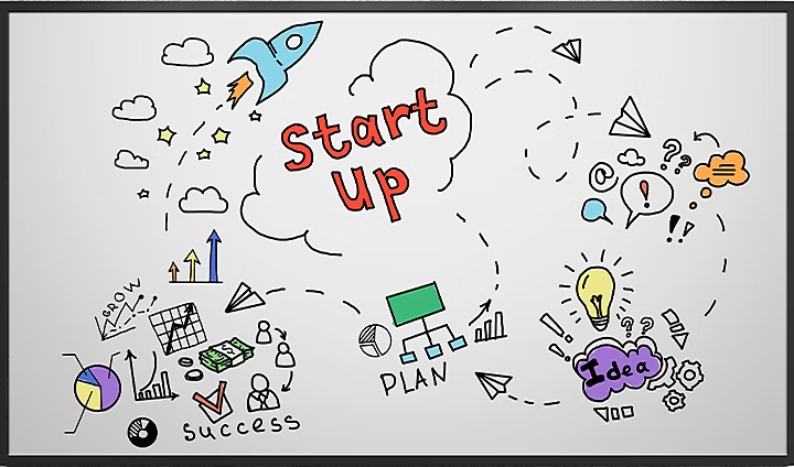 Whiteboard drawings for a start-up business