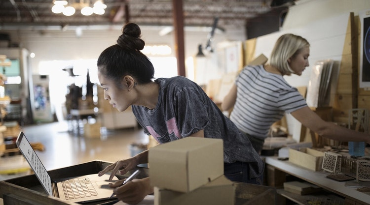 People working together at a small business