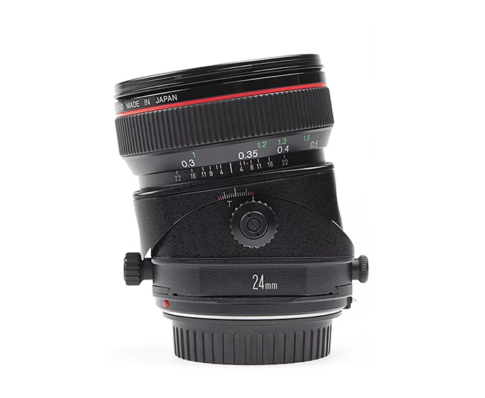 Tilted tilt-shift camera lense