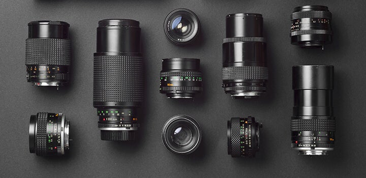 Assortment of camera lenses