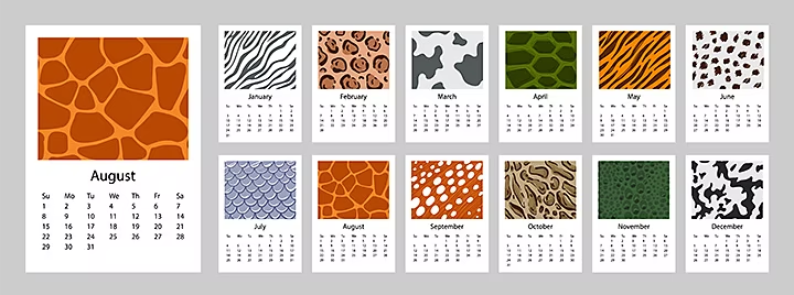 2022 calendar examples in A3 to print