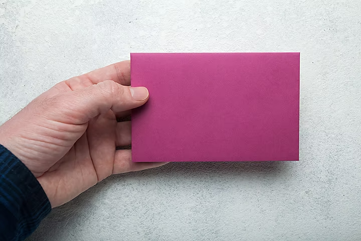 Photograph of an A6 envelope