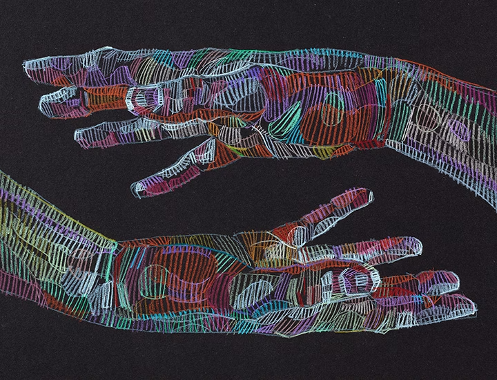 Artistic drawing of human hands