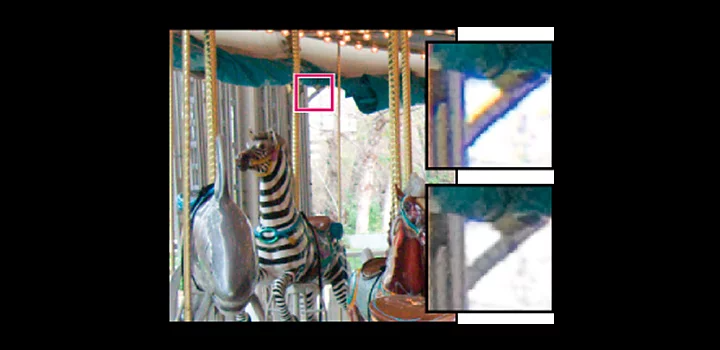 Correcting chromatic aberration in an image of a carousel