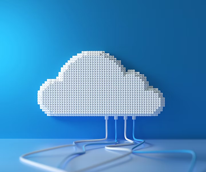 pixelated image of a cloud with cables