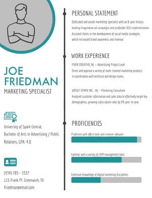 Turquoise Marketing Specialist Resume Resume Examples