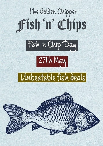 Blue Fish and Chip Day Deals A3 Poster