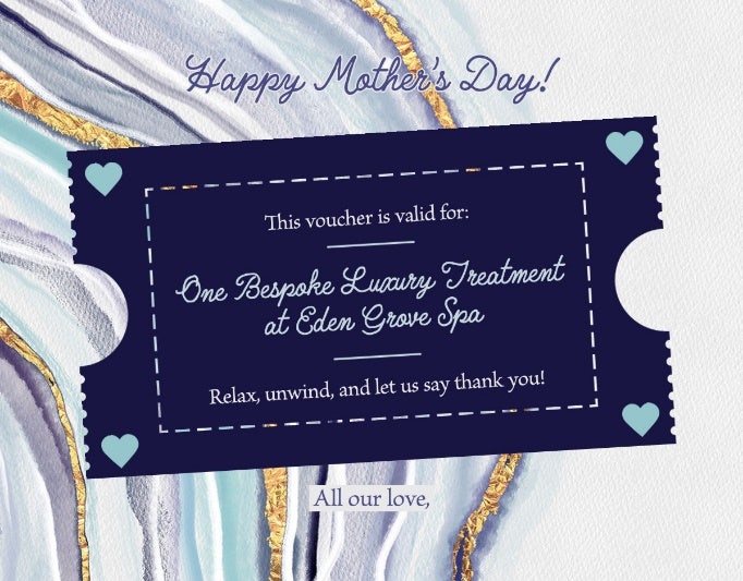 Dark Blue and Gold Luxury Spa Mother's Day Gift Certificate
