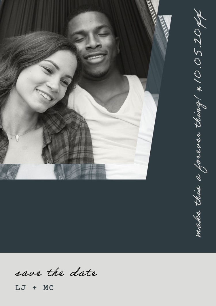 Grey Contemporary Couple Photo Save the Date A5 Invitation