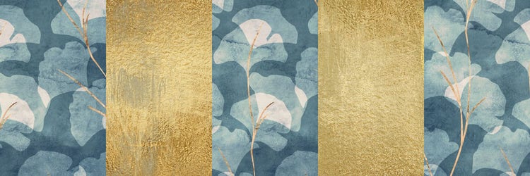 Blue And Gold Flowers Banner Background