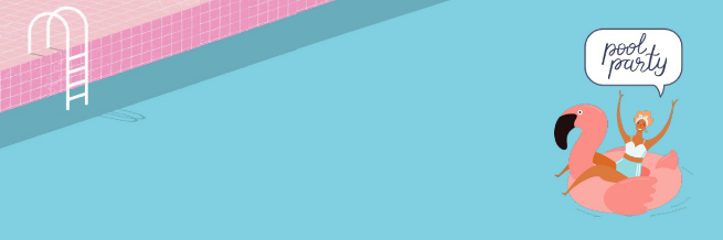 Blue & Pink Pool Party Banner Background