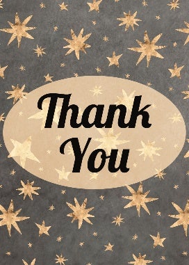 Gray & Gold Stars Thank You Card