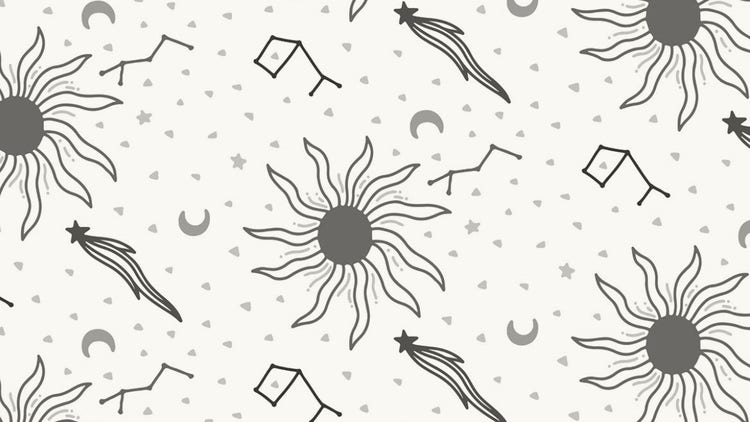 White & Black Doodle Constellation Star Sun Moon Wallpaper Desktop
