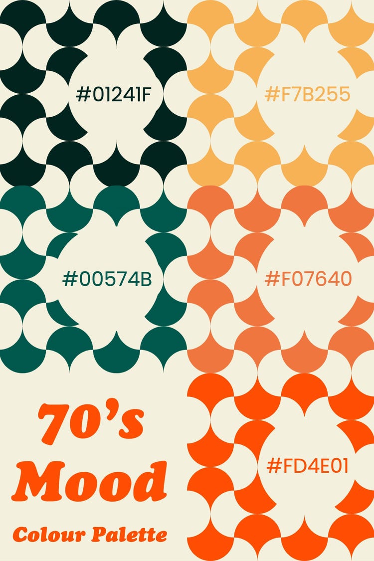 Orange Retro 70's Colour Palette Pinterest Post
