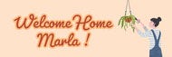 Orange Woman Illustration and Cursive Font Welcome Home Banner