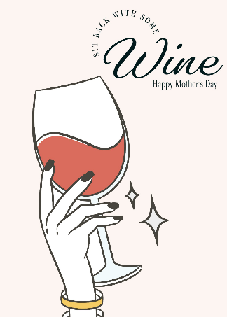 Red White Sit Back With Some Wine Mothers Day Card