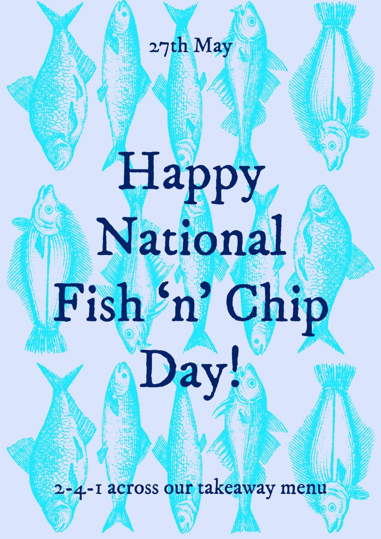 Blue National Fish 'n' Chip Day A3 Poster