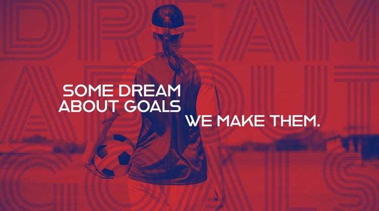 Red and Blue Soccer Quote Twitter Post by NWSL