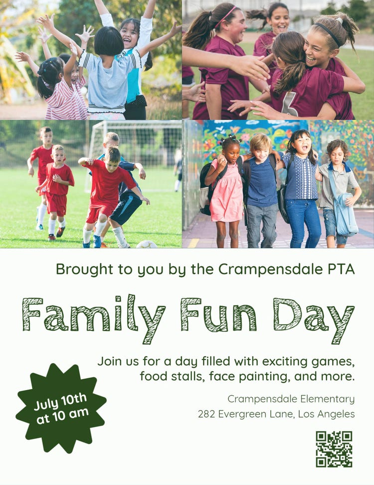 Green Family Day PTA Event Flyer
