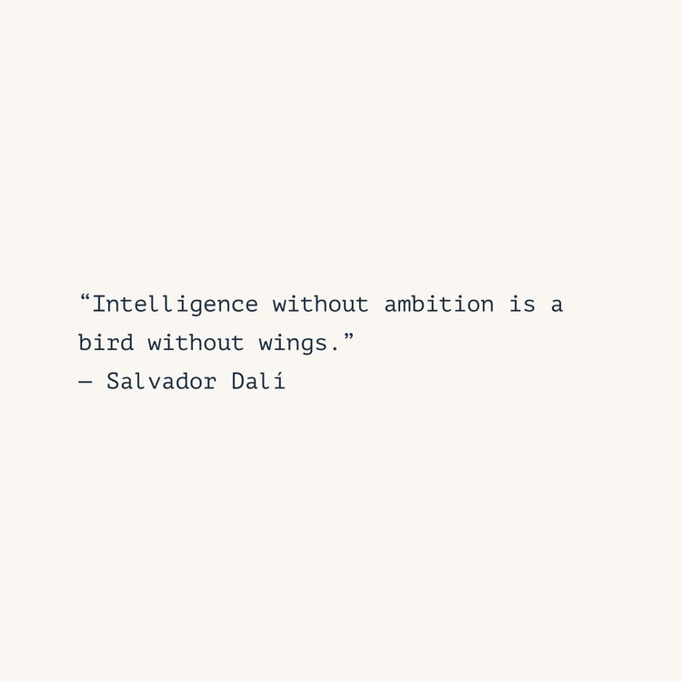 Black and White Minimalistic Salvador Dali Quote Instagram Square