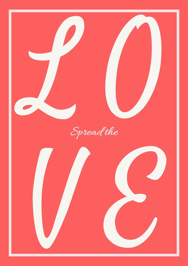 Red & White Handmade Spread the Love A3 Poster