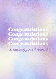 Lilac & White Abstract Paint Texture A-Levels Congratulations A5 Greeting Card