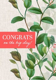 Green & Red Plant Wedding Congratulations A5 Greeting Card