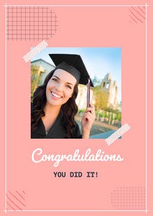 Pink White Graduation Card
