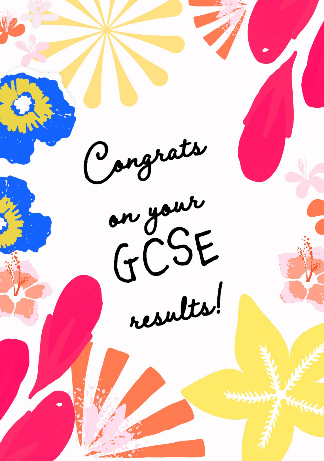 White & Multicoloured Floral Pattern GCSE Results Congratulations A5 Greeting Card