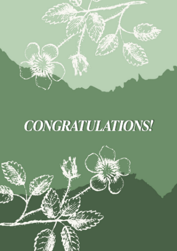Green & White Botanical Flower Illustration Congratulations A5 Greeting Card